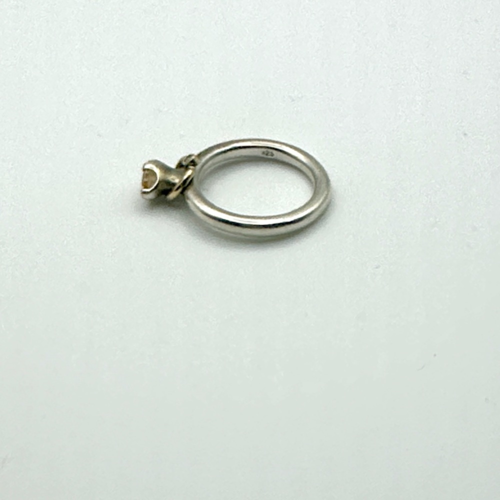 Pandora Retired Peach Morganite Ring with Gold Heart Charm - Picture 3 of 3